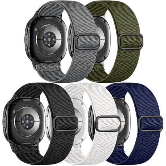 5 Pack No Gap One Click Stretchy Nylon Solo Loop Watch Bands for Samsung Galaxy Watch 9/8 40mm/44mm, Galaxy Watch 8 Classic 46mm, Soft Breathable Elastic Sport Replacement Straps for Men & Women