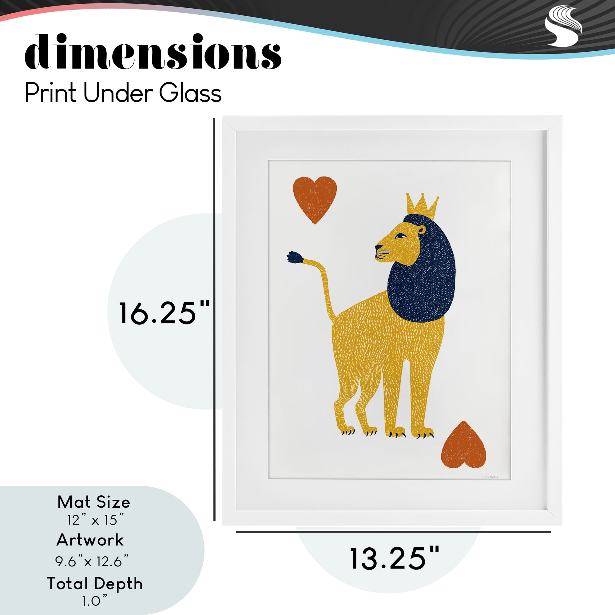Lion & Hearts Card White Framed Print Under Glass, design by Svetlana Aleynikova