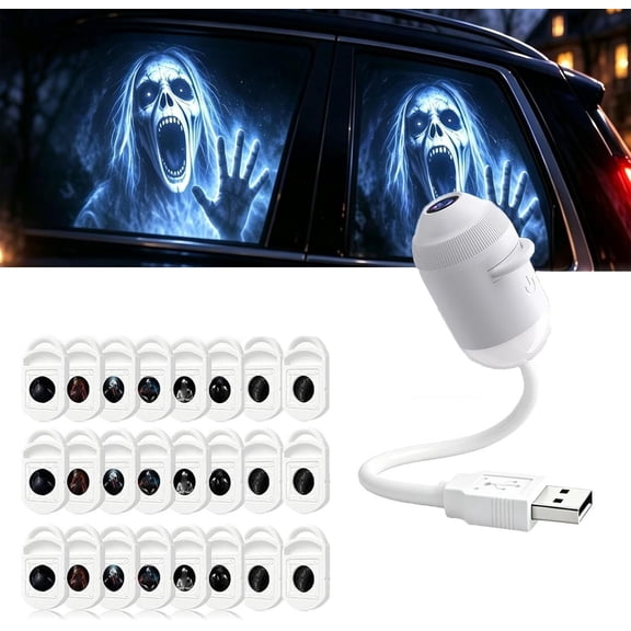 Halloween Car Window Projector, 24PCS Hologlass Projector for Car Window
