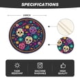 thumbnail image 6 of Smile Skulls Floral Day of The Dead Halloween Round Placemats Set of 4, 15 Inch Round Table Mats for Dining Decoration, 6 of 6