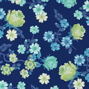 1 Yard 100% Cotton Spring has Sprung, Navy, 44" Wide for Quilting & Sewing by David Textiles