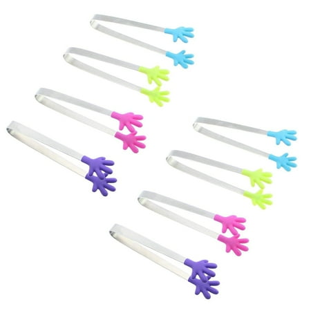 

8x Mini Silicone and Stainless Steel Multifunctional Kitchen Tongs for Ice Cream Food Spices Sugar