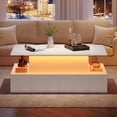 thumbnail image 3 of Noble House Lift Up Coffee Table,High-Gloss LED Lit Lifting Centre Table,White, 3 of 10