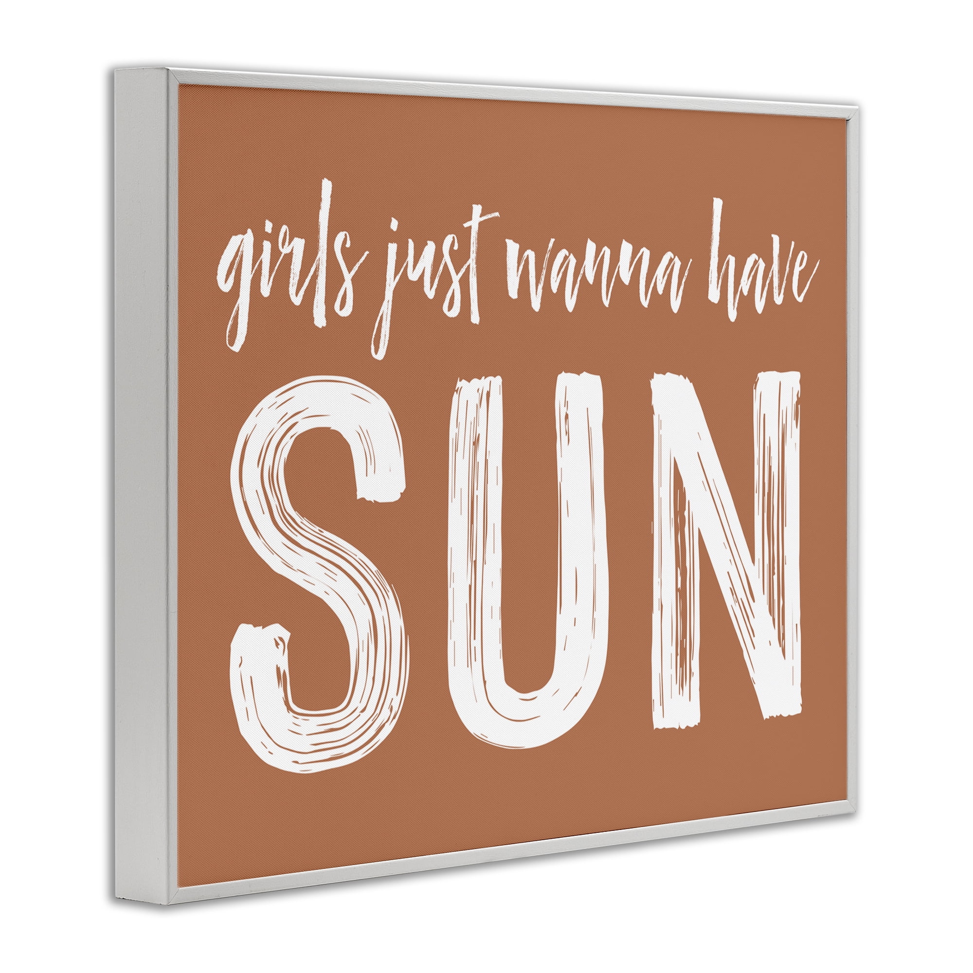 Girls Wanna Have Sun Brown White Framed Giclee Art, design by Lettered and Lined