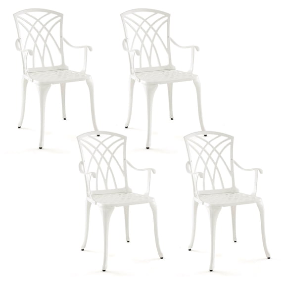 Set of 4 Cast Aluminum Patio Dining Chairs w/ Armrests Patio Bistro Chairs