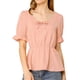 thumbnail image 1 of Blusa Peplum Allegra K Cintura Elástica Corbata Cuello Redondo Manga Corta Rosa Coral XS, 1 of 6