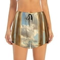 thumbnail image 2 of Balery Golden Drapes Pillars Clouds Pantalones cortos deportivos para mujer con forro y dos bolsillos, elásticos, para entrenamiento, gimnasio, yoga-Medium, 2 of 7