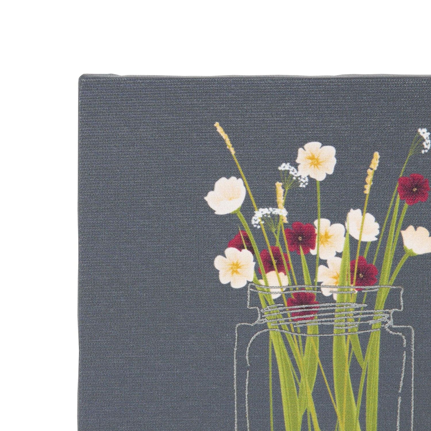 Vase of Flowers Embellished Canvas, 6in W x 6in H