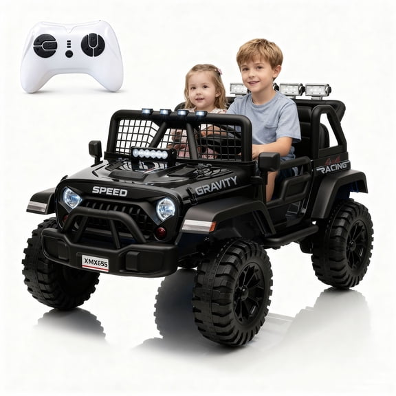 Roromall 24V 2-Seater Kids Electric Truck with Parent Remote Control, 4WD All-Terrain Ride-on Car for Toddlers & Kids, Dual Motor, Toy Car for Boys & Girls