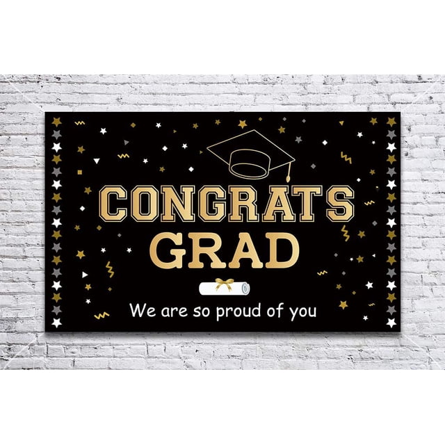 Graduation Banner Backdrop Decorations - Congrats Grad Class of 2020 Photo booth Party Supplies Decor
