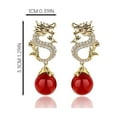 thumbnail image 2 of KDSJSXW Earrings Chinese New Year Dragon Earrings for Women Glitter Cubic Zirconia Pearl Dangle Expectation A Sense of Party Gift Jewelry Gold Earrings (Watermelon Red,One Size), 2 of 6