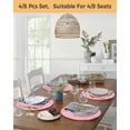 thumbnail image 5 of 15 Inch Round Placemats Set of 6, Pink Christmas Non Slip Heat Insulation PP Table Mats, Winter Xmas White Snowflakes Texture Washable Place Mats for Kitchen Dining Party Table Decor, 5 of 7