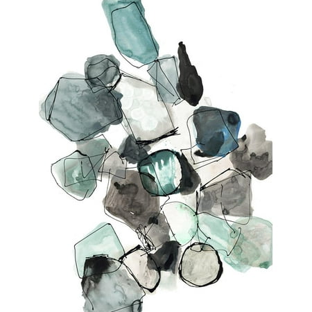 Original Contemporary Abstract Painting - Geometric Pools Contemporary Turquoise Teal Green Abstract Expressionist Painting Artwork Print Wall Art By Lora Gold