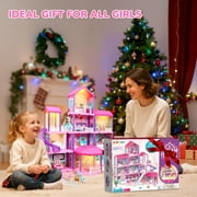 Carsky 36 inch Dollhouse Playset Girl Toys, 11 Rooms with Doll Toy Figures Toddler Playhouse Christmas Birthday Gifts for 3 4 5 6 7 Year Old Girls