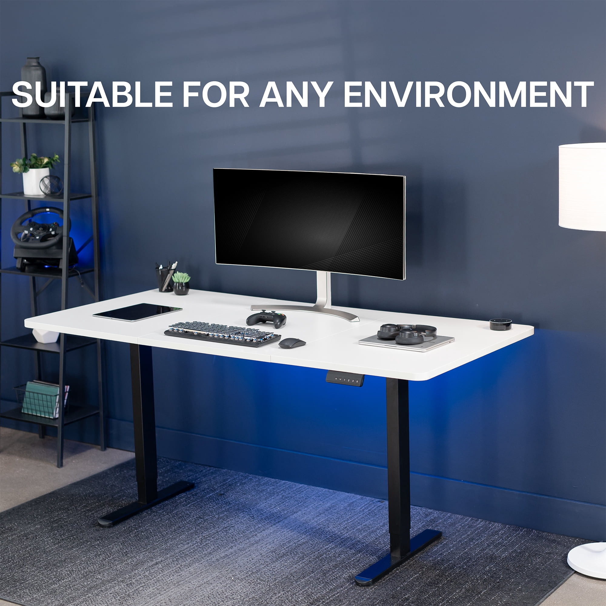 VIVO Electric Dual Motor 71” x 36” Standing Desk, White Top, Black Frame