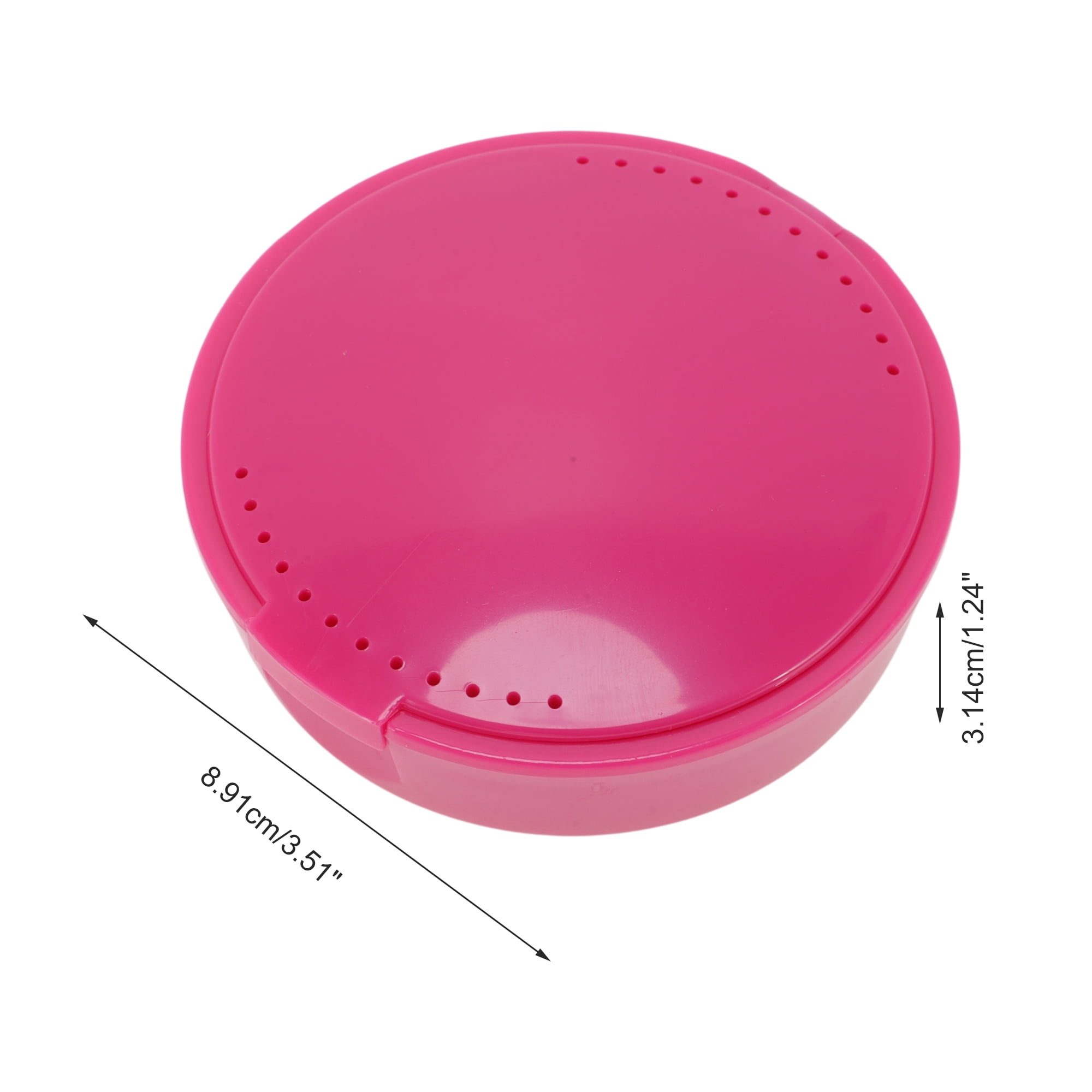 Unique Bargains Round Braces Box with Mirror 1 Pc Rose Red
