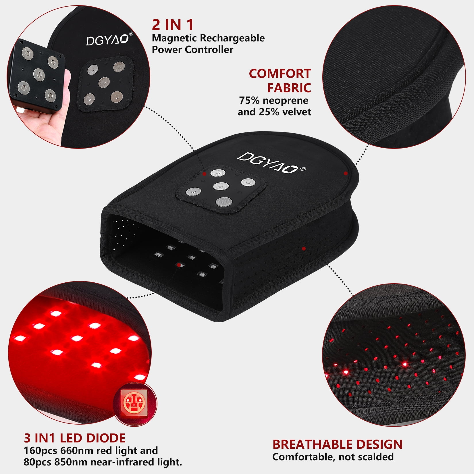 TUOYR Cordless Red Light & Near Infrared Light Device for Hand, Perfect Gift Present for Man/Woman/Family
