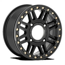 KMC Powersports Aluminum Rim KS250 CAGE BEADLOCK 15X6in Satin Black with Gloss Black Ring Finish, KS25056048738
