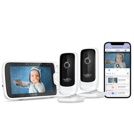 Hubble Nursery Pal Link Premium Twin - 5-Inch Baby Monitor with Multiple Features, 2 Smart Camera