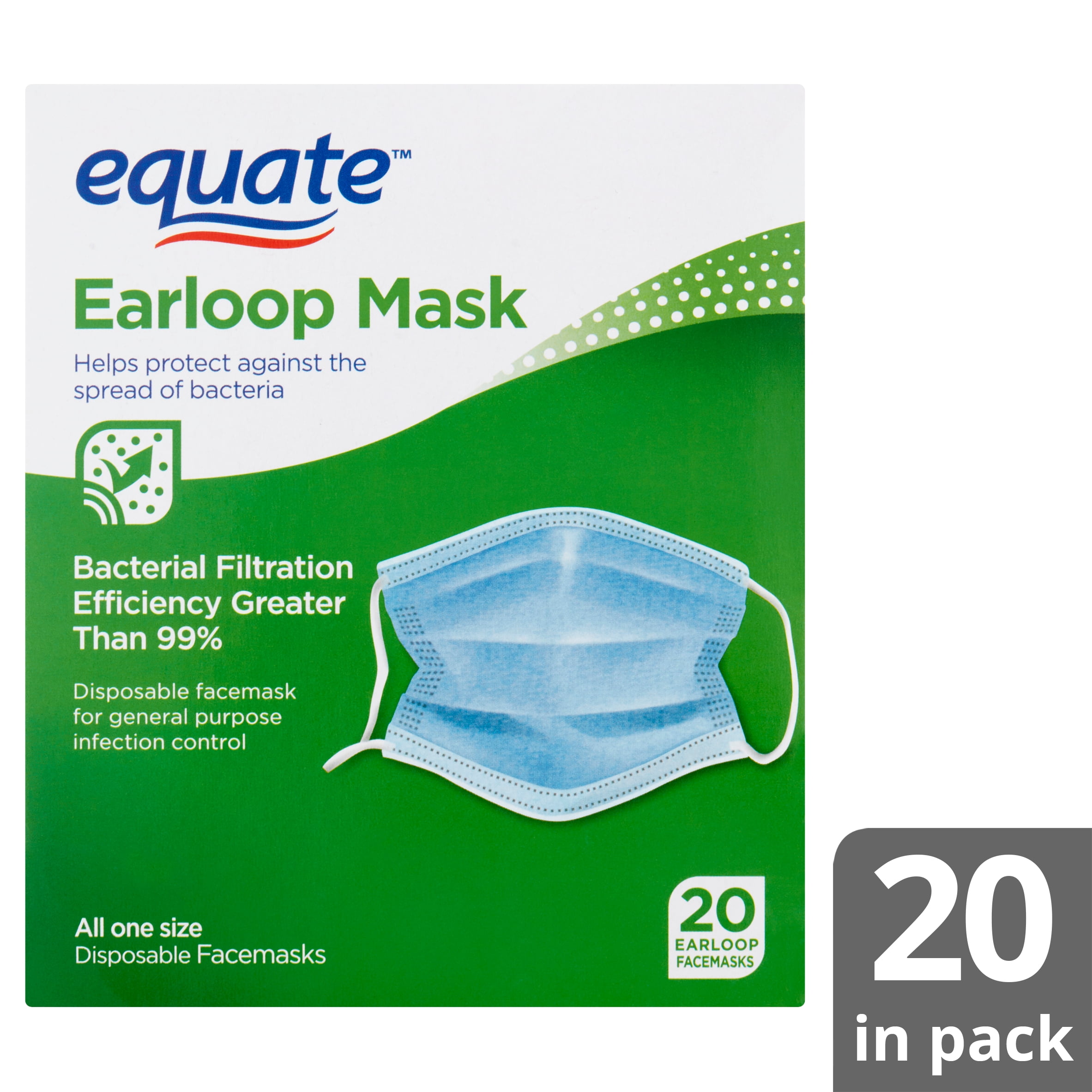 Download 2 Pack Equate Earloop Disposable Facemasks 20 Count Walmart Com Walmart Com PSD Mockup Templates