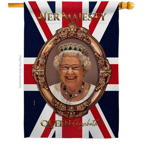 USA Decoration H180340-BO 28 x 40 in. Her Majesty QE II Sweet Life Sympathy Double-Sided Decorative Vertical House Flag for Decoration Banner Garden Yard Gift