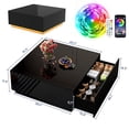 thumbnail image 2 of Aphthongs 43.3 Inch Coffee Table with LED Lights, High Glossy Center Table with 2 Storage Drawers, 2 of 7