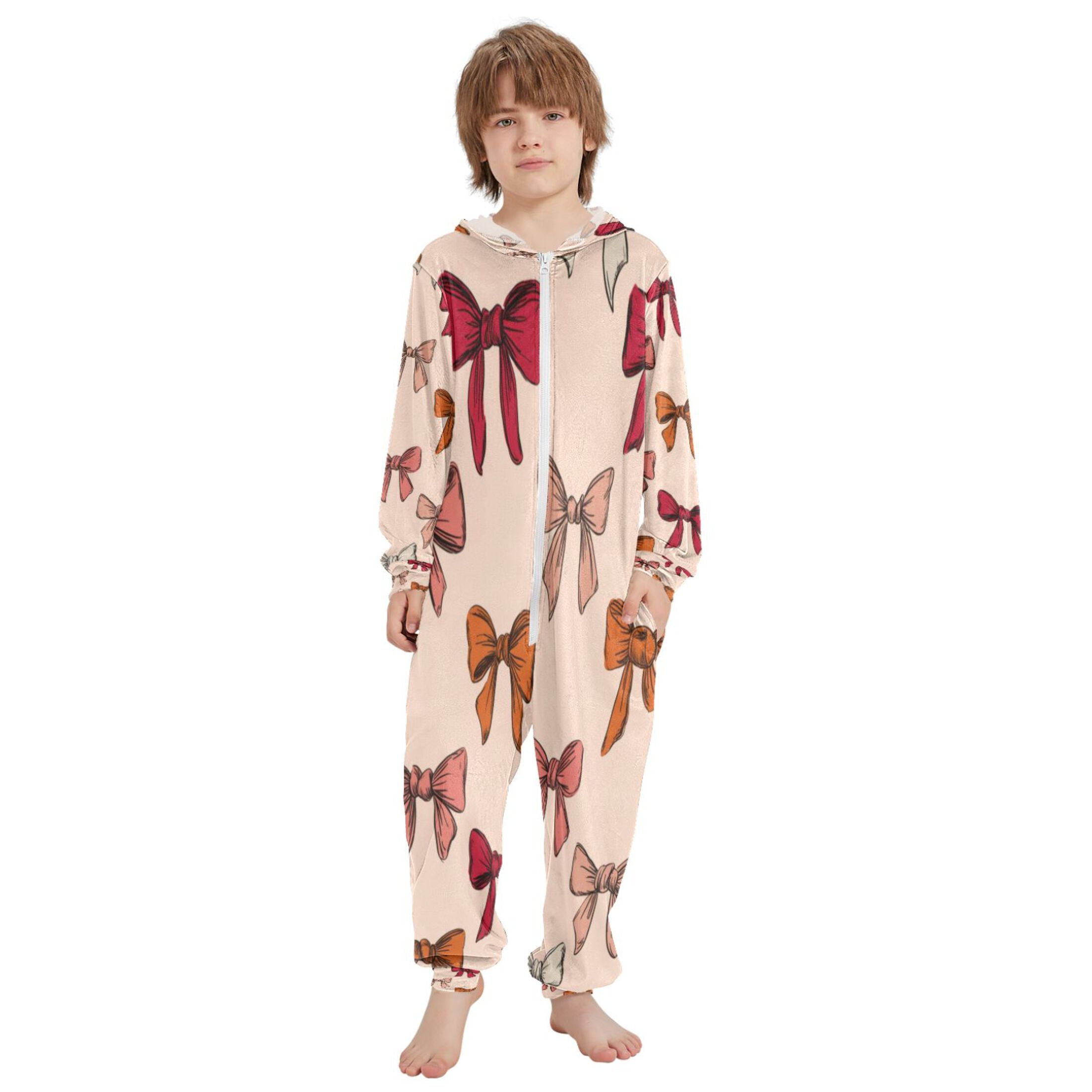 Vzayyk 4T-14Y Size Aviliable Cozy One-Piece Footless Sleeper Pajama Bow Vector