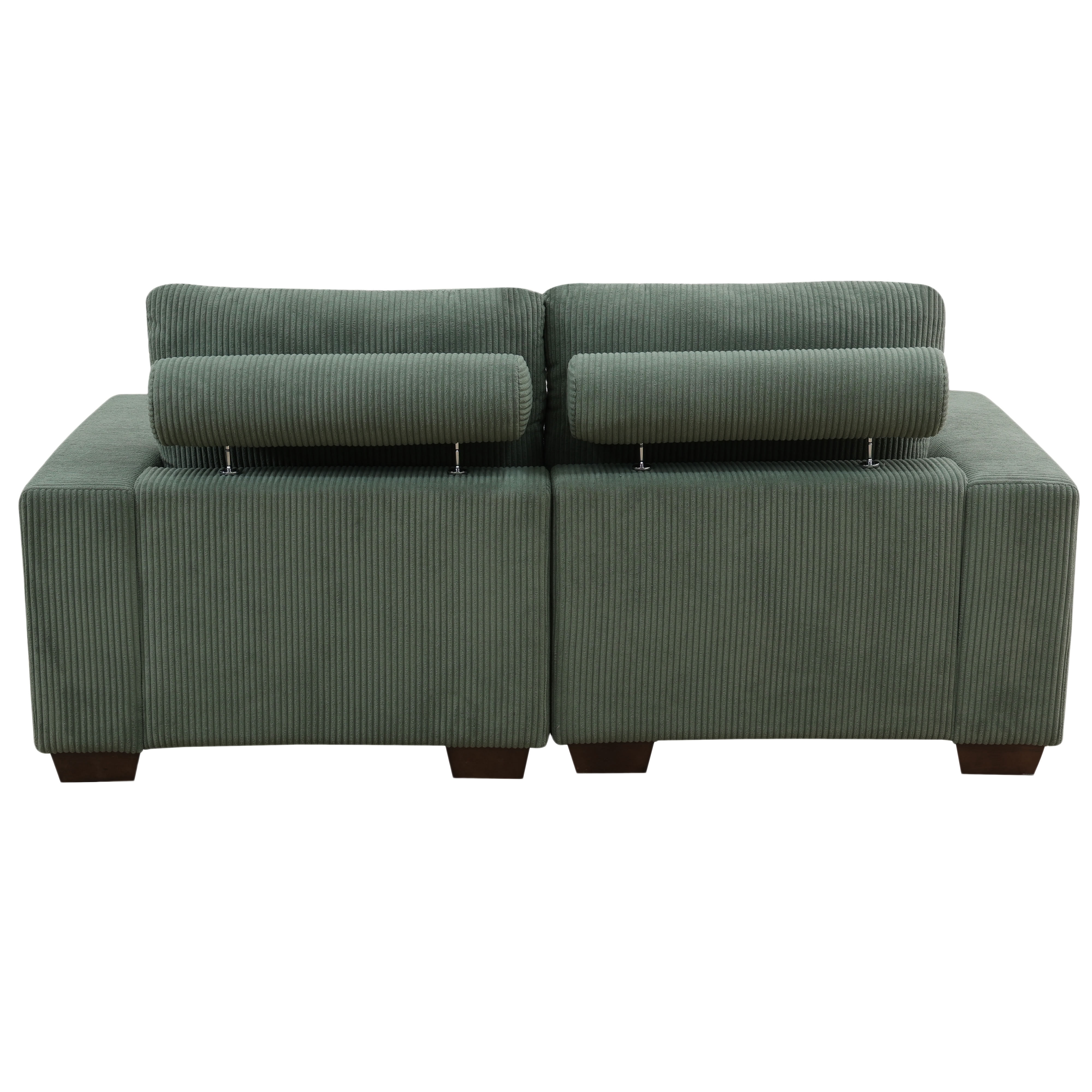 MAYEERTY Modular Loveseat Sofa, Flocking Fabric Couch with Anti-Insect Solid Wood Frame, Green Living Room Furniture