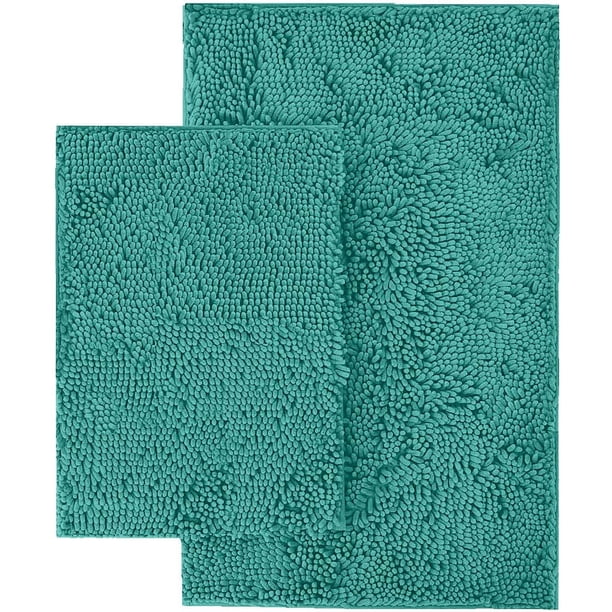 Luxurux Bathom Alfombes: alfombras de baño de baño de baño de lujo extra suaves, material de microfibra de chenille de 1 '', súper absorbente (conjunto rectangular, turquesa) LuxUrux tapetes para baño