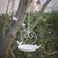 thumbnail image 5 of sruoe Bird Feeder, Hanging Bird Feeder Tray, Bird Feeders Outdoor, Cardinal Bird Feeder, Hopper Feeder, Small Large Bowl Wild Bird Feeders for Garden Decor, Metal, 5 of 7