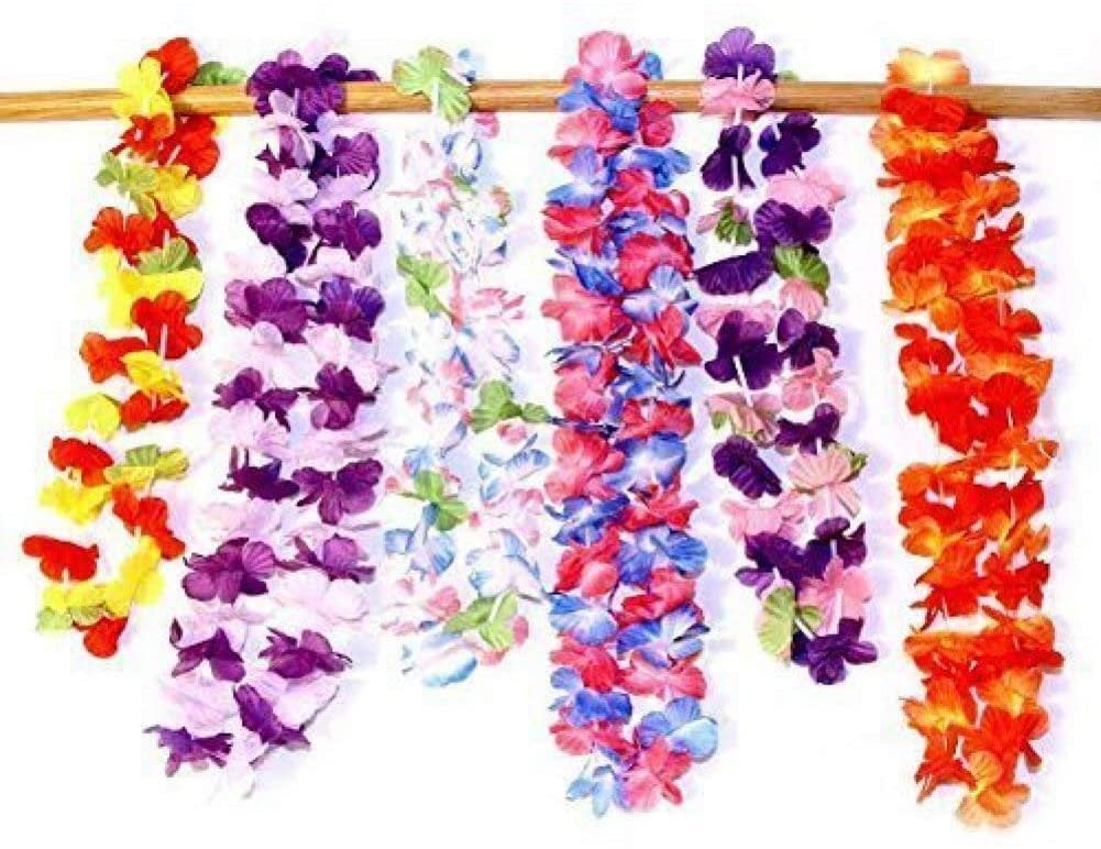 Flower Leis Kit Silk 12 Pack 1 Dozen Assorted Flower Necklace Luau