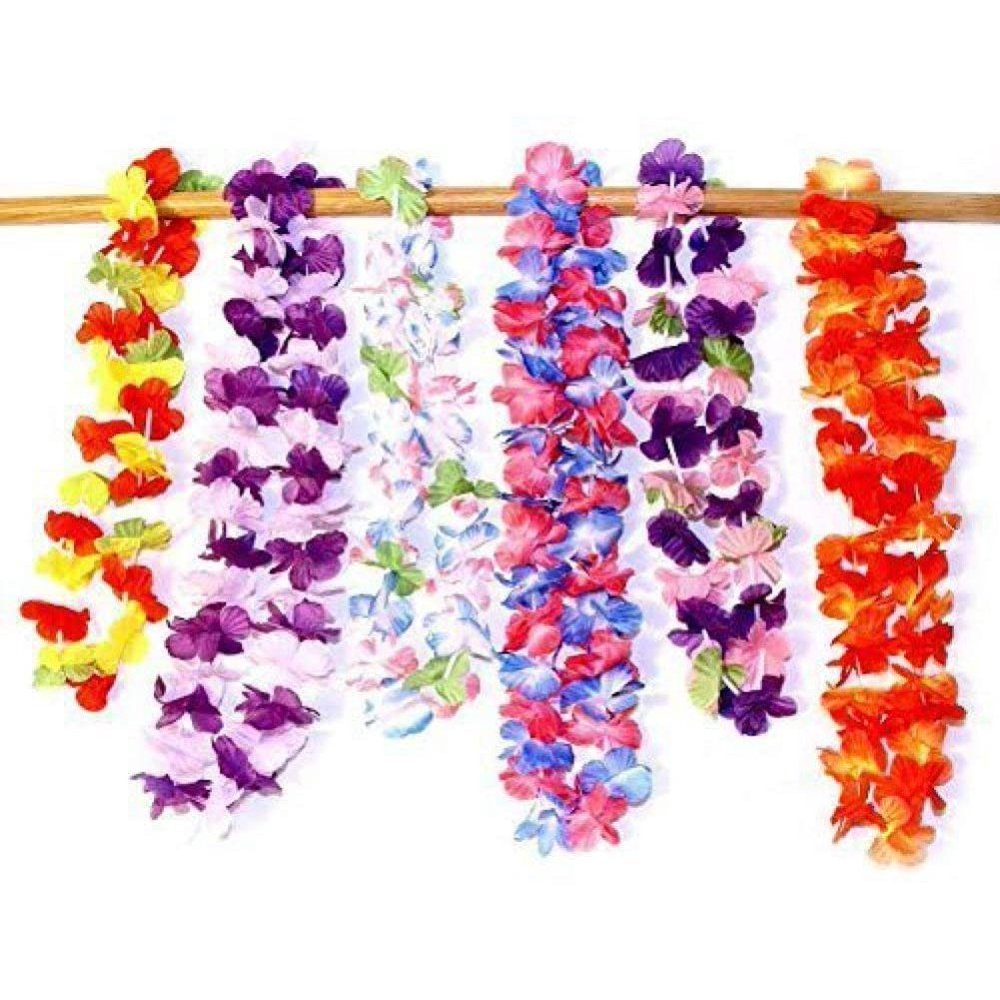 Flower Leis Kit Silk 12 Pack 1 Dozen Assorted Flower Necklace Luau