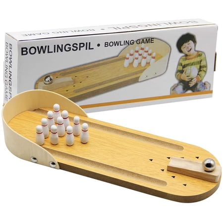 Mini wooden tabletop bowling game toy, classic tabletop bowling, educational and fun, perfect as a gift exchange or office desk toy.