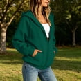 thumbnail image 5 of Xdegoge Womens Zip Up Hoodies Casual Long Sleeve Athletic Drawstring Fleece Relaxed Fit Workout Track Jackets with Pockets for Running Activewear, 5 of 8