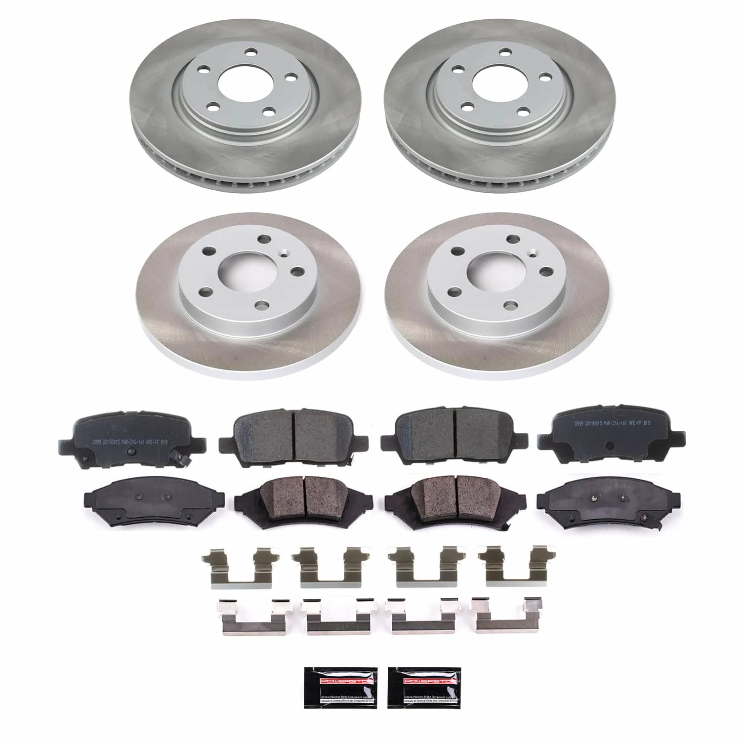 PowerStop Front and Rear Semi-Coated Rotor and Low-Dust Ceramic Brake Pad Kit SC1587