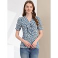 thumbnail image 3 of INSPIRE CHIC Women's Floral Print Rufle Button Up Puff Short Sleeves Blouse Top, 3 of 6