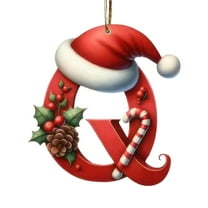 Moocorvic Personalized 26 Initials Letters Ornaments, Acrylic Alphabet Christmas Tree Decorations(Q)