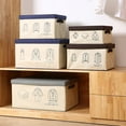 thumbnail image 3 of Ohufall Large Portable Foldable Non-Woven Printed Storage Box With Lid For Clothes Toy Miscellaneous With Closet Storage Organizer Storage Organizer, 3 of 3