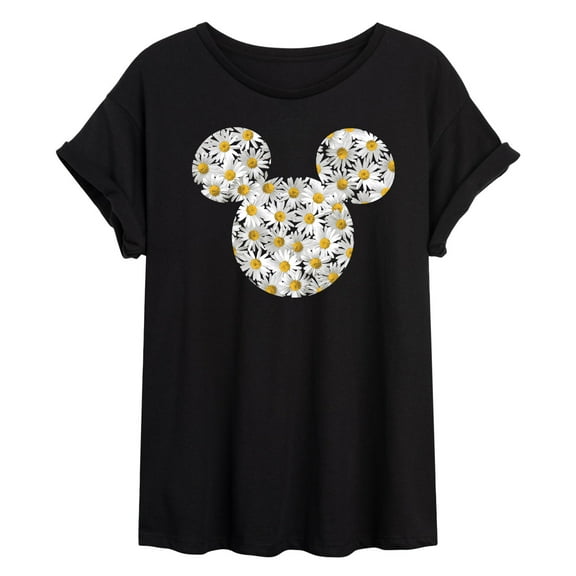 Mickey & Friends - Mickey Head Daisies - Women's Oversized T-Shirt