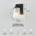 thumbnail image 5 of KAWOTI 1-Light Bathroom Vanity Light Matte Black Finish Wall Sconce with Flutted Glass, 5 of 9