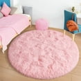 thumbnail image 5 of KIXINWA Pink Round Rug for Girls Bedroom, Fluffy Circle Rug for Kids Room, 5x5 Feet Plush Area Rug for Bedroom, Soft Fuzzy Circular Rug, Non Slip Shaggy Living Room Rug, Nursery Dorm Cute Rug Décor, 5 of 6