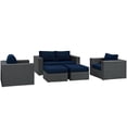 thumbnail image 2 of Modway Sojourn 5 Piece Outdoor Patio Sunbrella? Sectional Set in Canvas Navy, 2 of 6