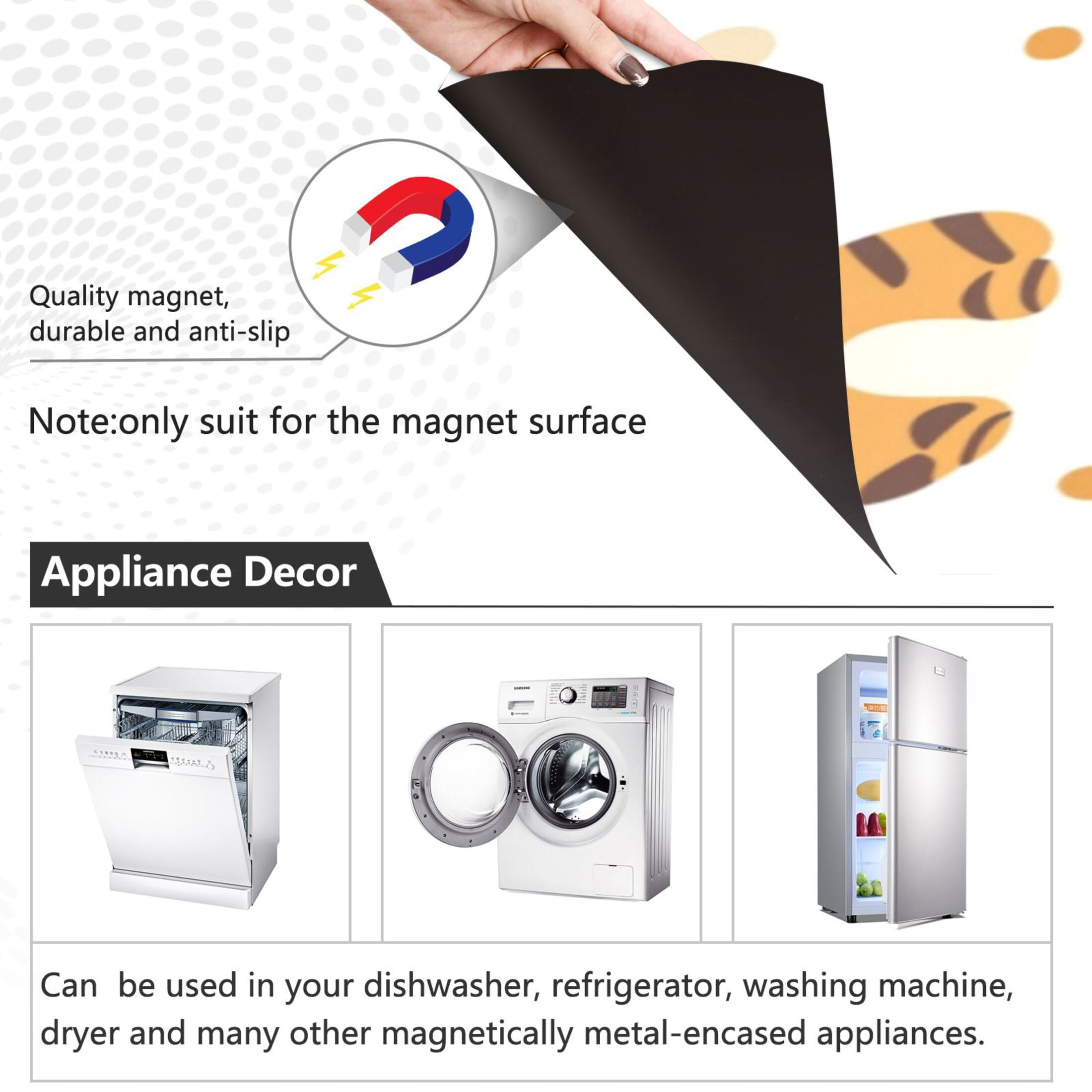 Dishwasher Magnetic Sticker 23x26 Inch Refrigerator Magnetic Sticker Washing Machine Magnetic Sticker Kitchen Panel Magnetic Sticker Home Decor Yellow Cartoon Tiger