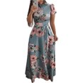 thumbnail image 2 of LYMAYTER Robe Fleurie Femme Mode Imprimée Robe d'Été Manches Courtes Décontractée pour Femmes, 2 of 8