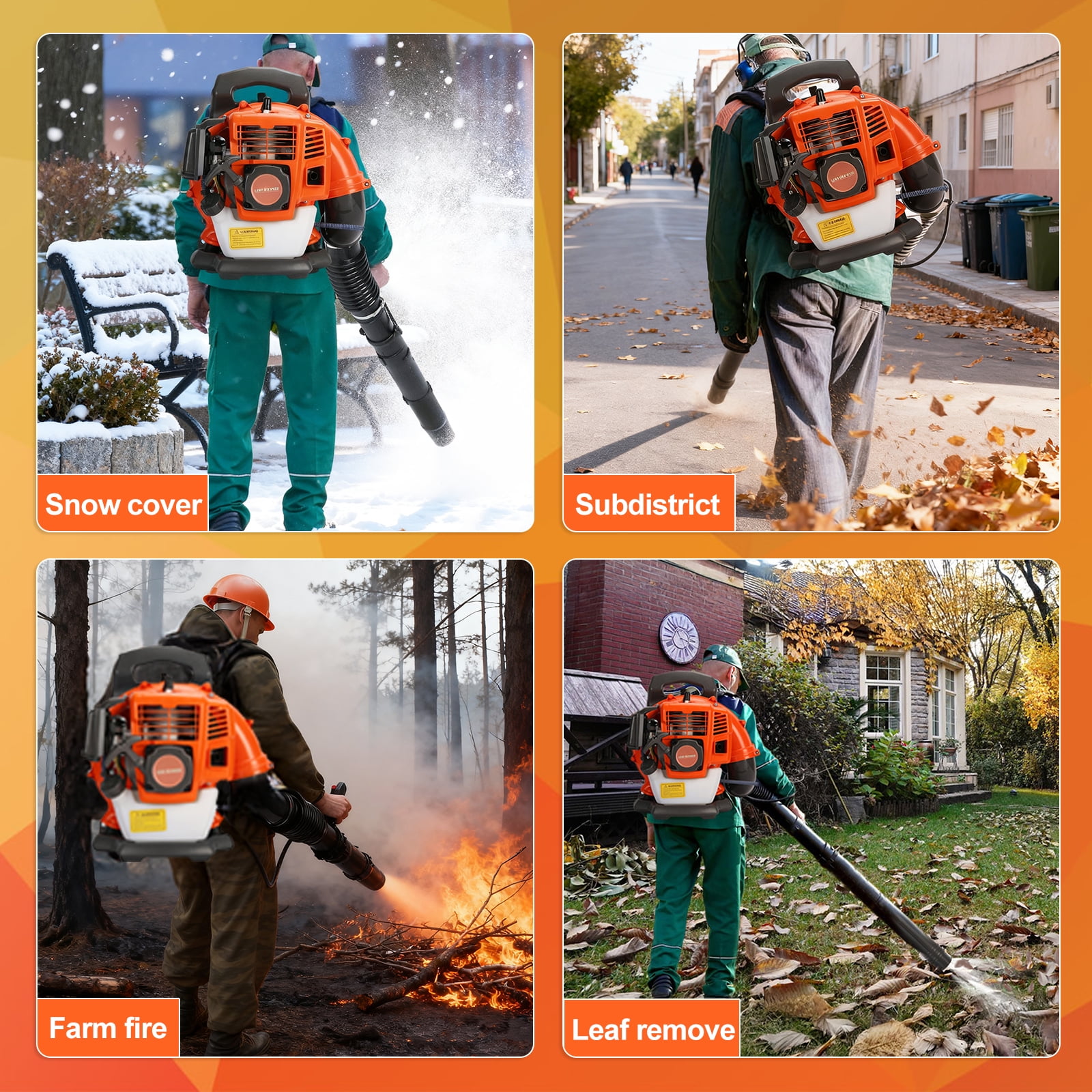 Backpack Leaf Blower - 52CC Gas Powered with Adjustable Tube, Multi-Purpose Dust Blower for Garden & Yard Cleaning