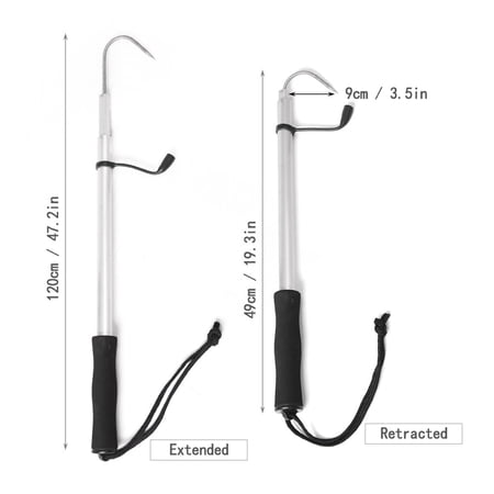 M Buder 47.2 inches / 120 cm Telescopic Stainless Steel Ice Fishing Gaff Outdoor Sea Fishing Spear