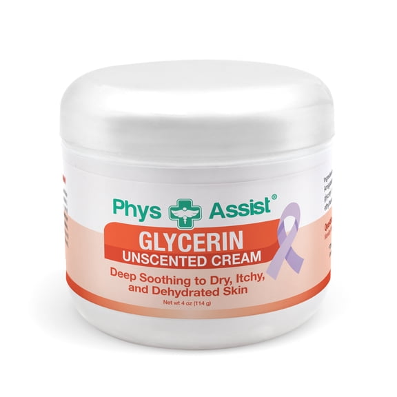 PhysAssist® Oncology Cream® Glycerin Unscented  skin therapy. Before and after radiation and chemo treatments. 4 oz