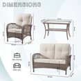 thumbnail image 3 of Meetleisure 6 Piece Rattan Sofa Seating Group with Cushions,Including 4 Chairs,1 Sofa,1 Table,Beige, 3 of 7