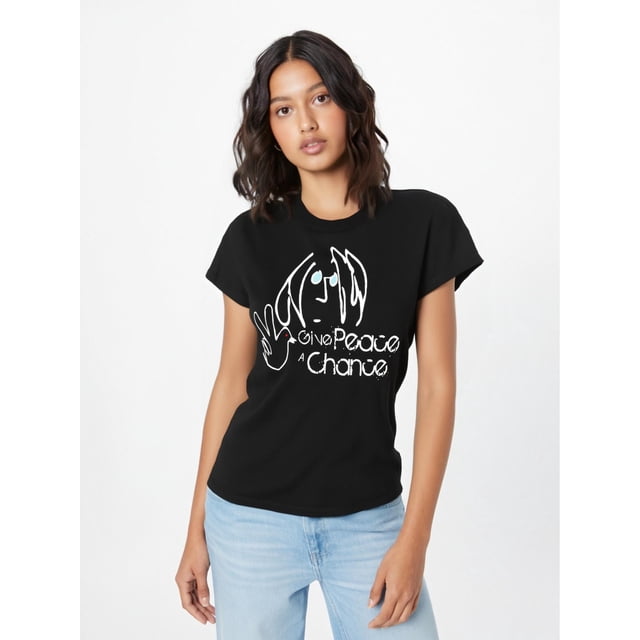 Peace Print Crew Neck T-shirt, Short Sleeve Casual Top For Summer & Spring, Women's Clothing Tee For adult, Men, Women, Teen, Teenager, adolescent, Youth