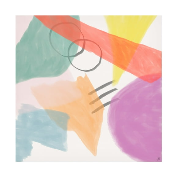 Canvas Wall Art - Line and Brush 'Watercolor Shapes 2' Wall Art for Living Room, Bedroom, or Office Décor by Trademark Fine Art - 14 x 14 Inches